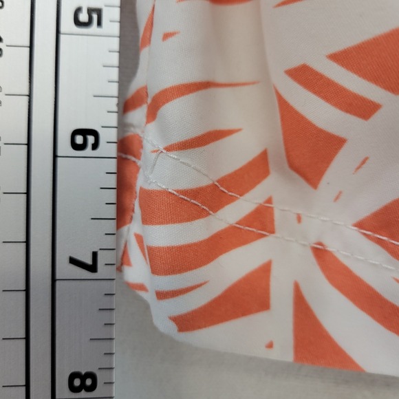 ONIA Swim Trunks Mens Small Charles Orange White Hawaiian Tropical Leaves 7" - Picture 8 of 9